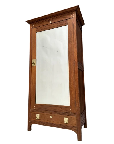 Arts & Crafts One-Door Armoire or Wardrobe Onder den Sint Maarten Style, 1900s